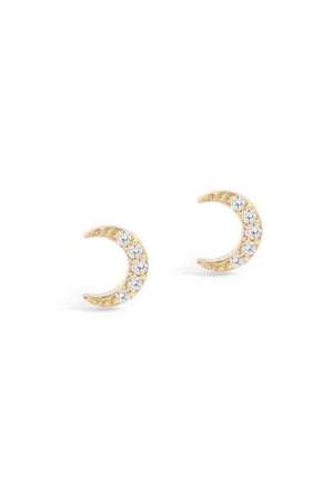 14K Solid Gold Diamond Evening Sky Earrings