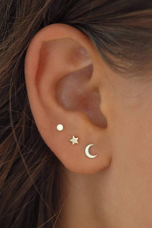 14k Gold Stellar Cartilage Flatback Earring - Single
