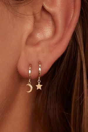 14k Gold Wish Upon a Star Hoops