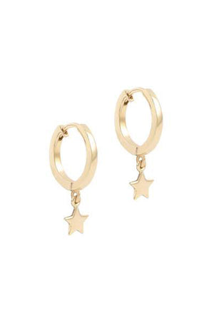 14k Gold Wish Upon a Star Hoops