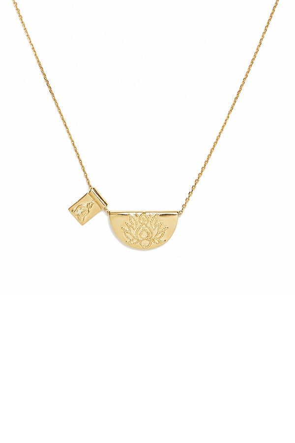 Lotus & Little Buddha Short Necklace | Gold
