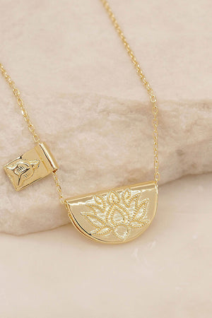 Lotus & Little Buddha Short Necklace - Gold