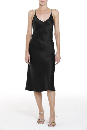 New York Dress | Black Silk Satin